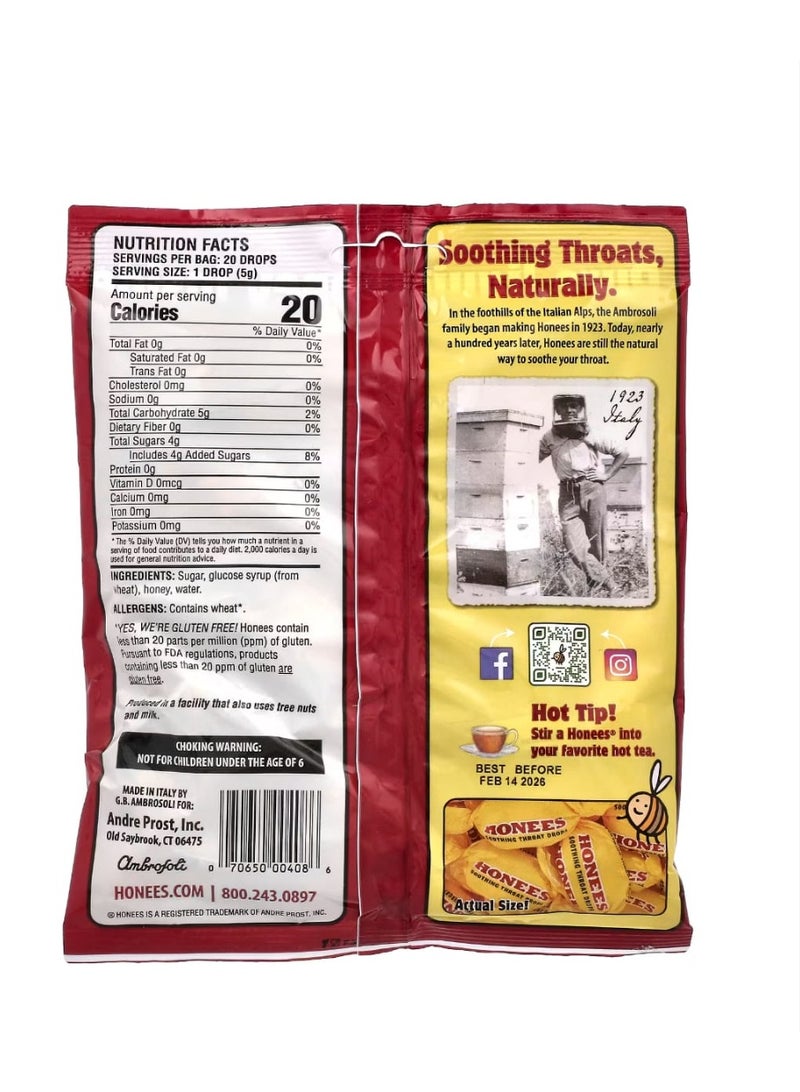 Honees Soothing Throat Drops Honey 20 King Size Drops 3.5 oz (100 g) - Image 2