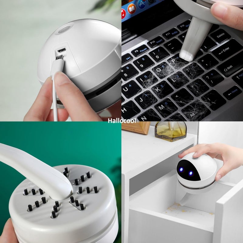Hallocool Desktop Vacuum Cleaner Mini Desk Vacuum Cleaner Portable Dust Crumb Sweeper Cute USB Vacuum for Picking up Crumbs Eraser Crumbs Pet Hairs Flakes Tiny Items on Desk Tabletop Keyboard - Image 2