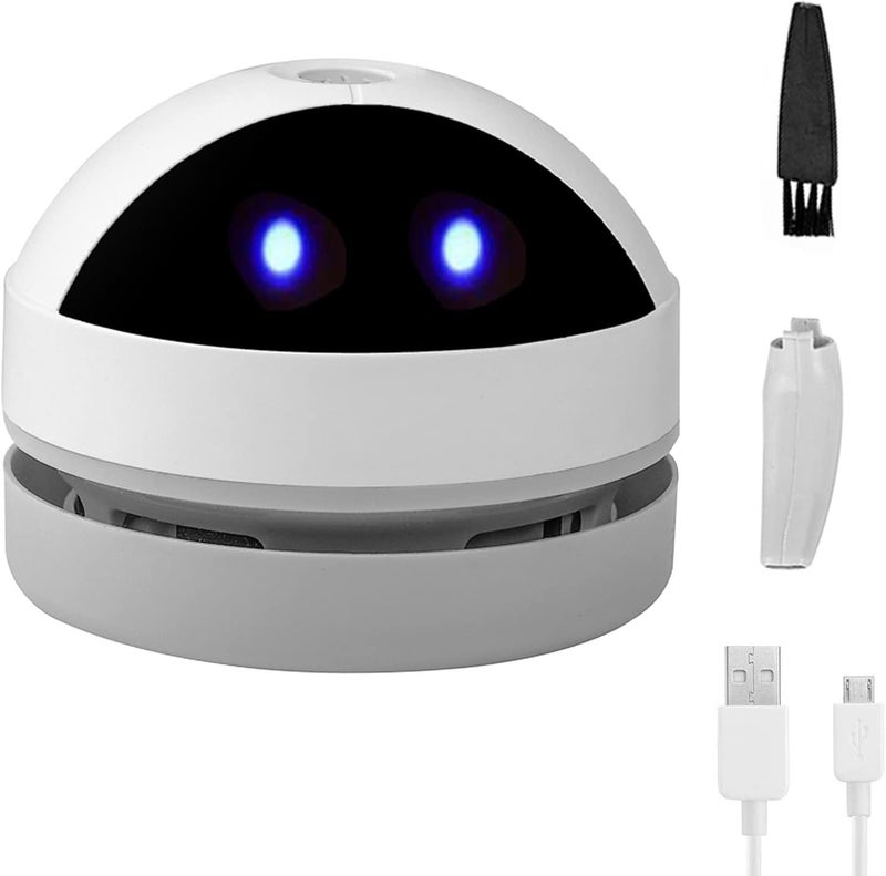 Hallocool Desktop Vacuum Cleaner Mini Desk Vacuum Cleaner Portable Dust Crumb Sweeper Cute USB Vacuum for Picking up Crumbs Eraser Crumbs Pet Hairs Flakes Tiny Items on Desk Tabletop Keyboard - Image 1