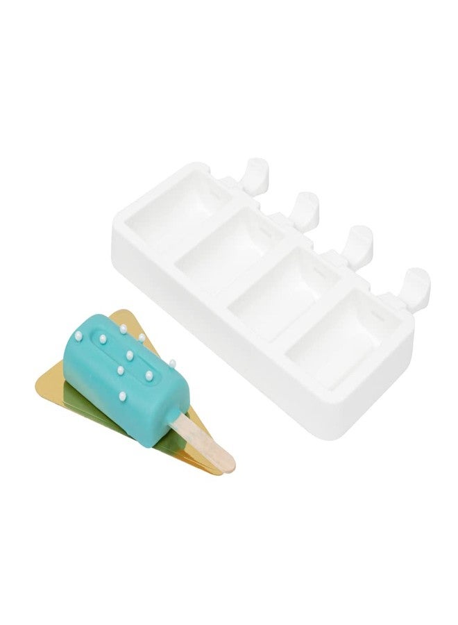 Restaurantware Pastry Tek 4 Cavities Popsicle Mold, 1 Cylinder Cakesicle Mold - Flexible, Freezable, White Silicone Cake Popsicle Mold, Easy Release, For Baking - Restaurantware - Image 1