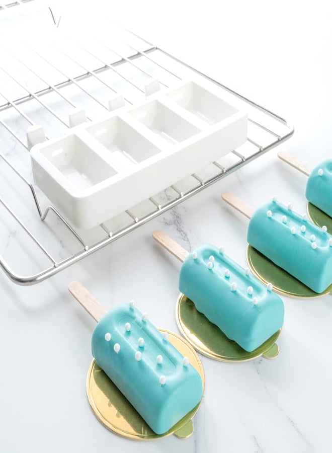 Restaurantware Pastry Tek 4 Cavities Popsicle Mold, 1 Cylinder Cakesicle Mold - Flexible, Freezable, White Silicone Cake Popsicle Mold, Easy Release, For Baking - Restaurantware - Image 3