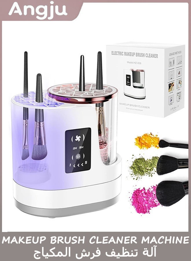 Angju Electric Makeup Brush Cleaner Machine, 3 IN 1 Automatic Make up Brush Cleaning with Makeup Brush Dryer,Portable USB Deep Quick Washer Tools for All Size Makeup Brush Set,Blush Brush,Sponges - Image 1
