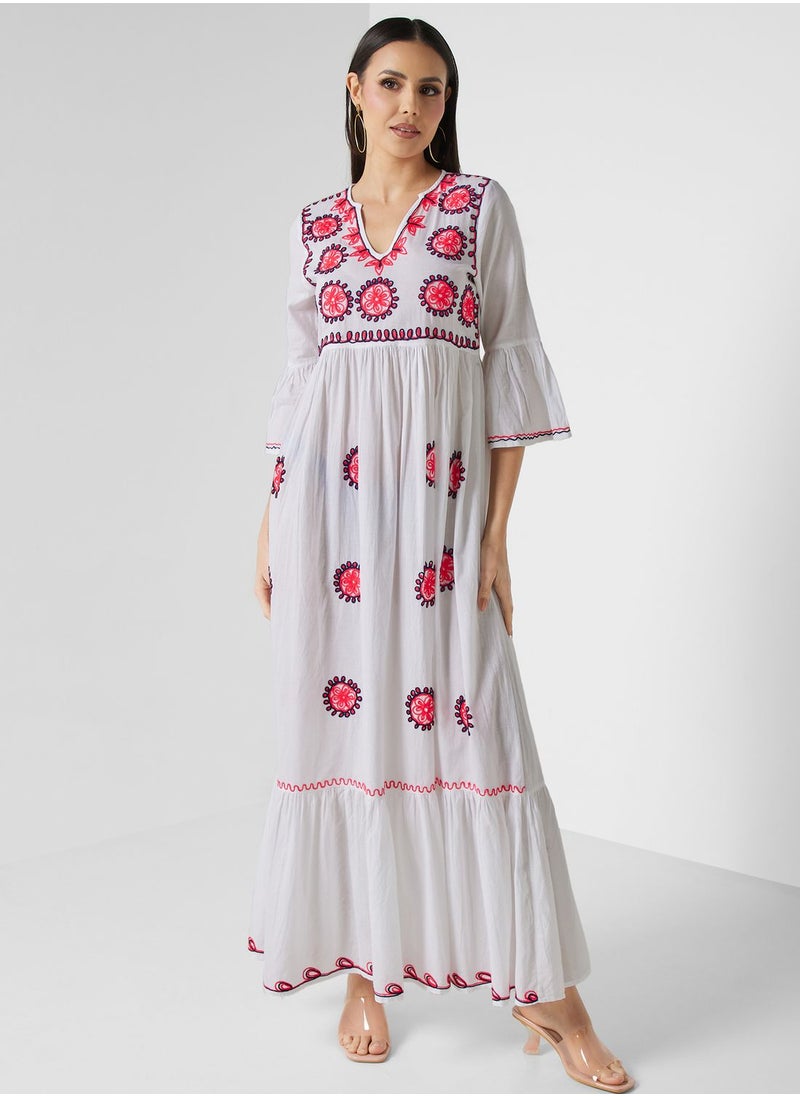 ARABIAN CLOSET - Embroidered Tiered Jalabiya - Image 1