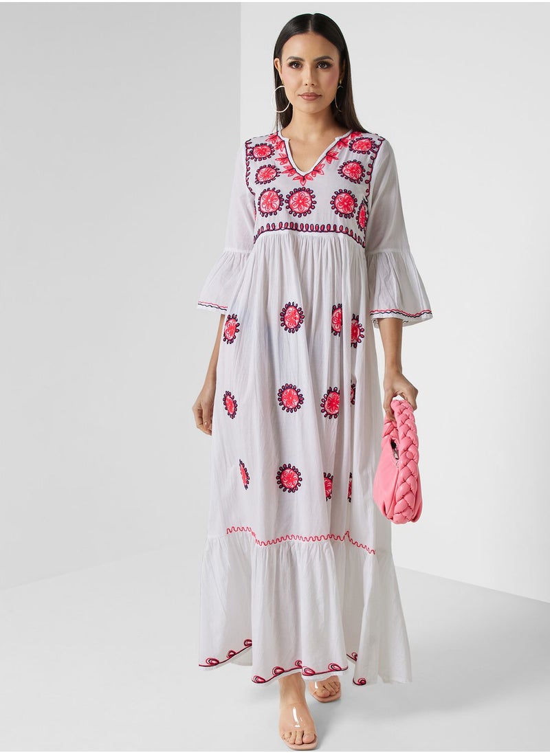 ARABIAN CLOSET - Embroidered Tiered Jalabiya - Image 1