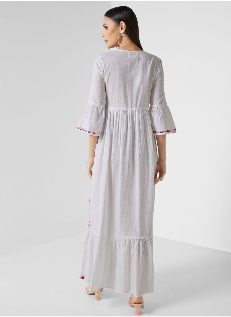 ARABIAN CLOSET - Embroidered Tiered Jalabiya - Image 1