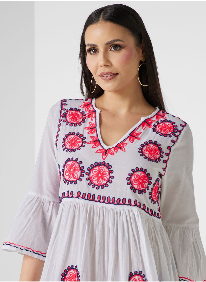ARABIAN CLOSET - Embroidered Tiered Jalabiya - Image 1