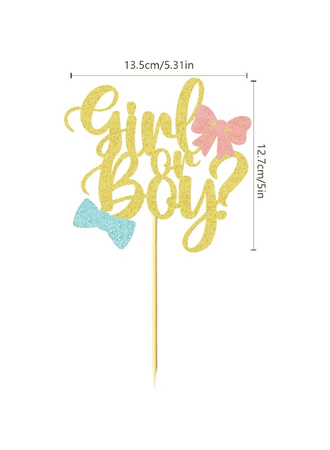 Sparkling Baby Gender Reveal Cake Toppers Boy or Girl Glitter Cake Decorations, Perfect for Baby Shower Party Home/Outdoor Events Party Supplies Baby Party Favors - Image 2