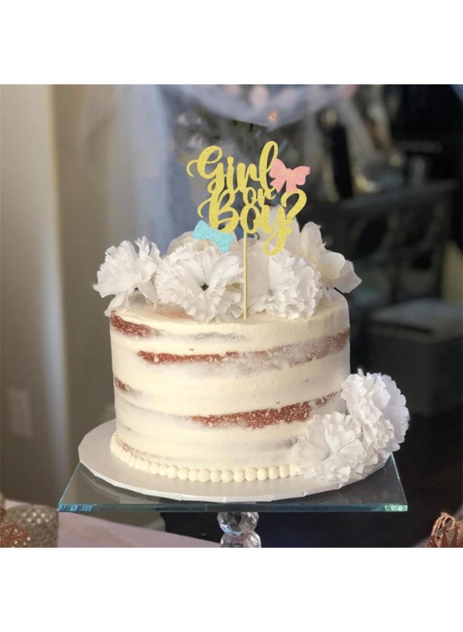 Sparkling Baby Gender Reveal Cake Toppers Boy or Girl Glitter Cake Decorations, Perfect for Baby Shower Party Home/Outdoor Events Party Supplies Baby Party Favors - Image 3