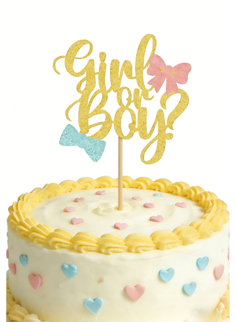 Sparkling Baby Gender Reveal Cake Toppers Boy or Girl Glitter Cake Decorations, Perfect for Baby Shower Party Home/Outdoor Events Party Supplies Baby Party Favors - Image 3