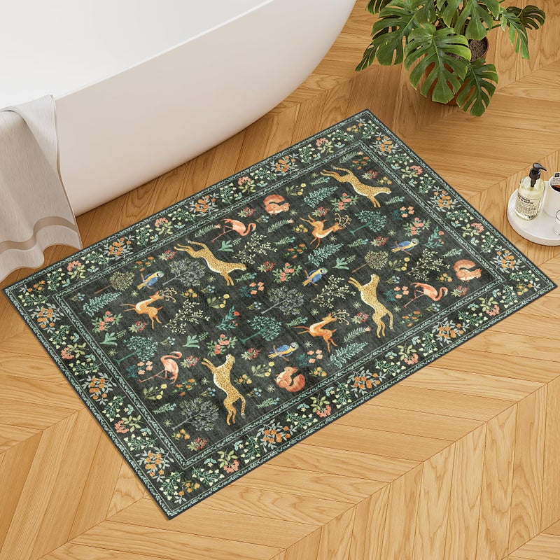 DUKINO 2x3 Rug, Washable Animal Rugs for Entryway, Non Slip Indoor Door Mat, Soft Low Pile Small Area Carpet for Entrance, Bedroom, Kitchen, Laundry, Bathroom, Black - Image 5