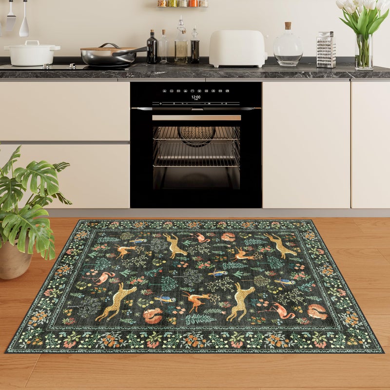 DUKINO 2x3 Rug, Washable Animal Rugs for Entryway, Non Slip Indoor Door Mat, Soft Low Pile Small Area Carpet for Entrance, Bedroom, Kitchen, Laundry, Bathroom, Black - Image 3