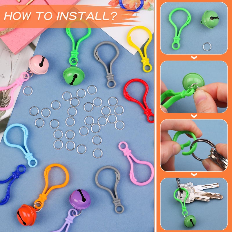 SOCNITC 150 Pcs Plastic Keychain Clip Lobster Claw Clasps, Multicolor Lobster Clasp Keychain with Jump Rings, Plastic Keychains for Crafts DIY Handmade, Lanyard Clips and Hooks - Image 4