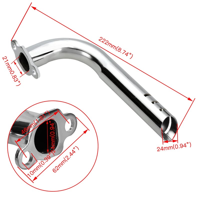 Fvrito High Performance Carburetor Filter Jet Adapter Silver Exhaust Pipe Stage 2 Kit For Hemi Predator 212Cc 196Cc 6.5Hp Gx160 Gx200 Engine Ct200U Kt196 Bt200X Trailmaster Mb200 Mini Bike Go Kart - Image 5