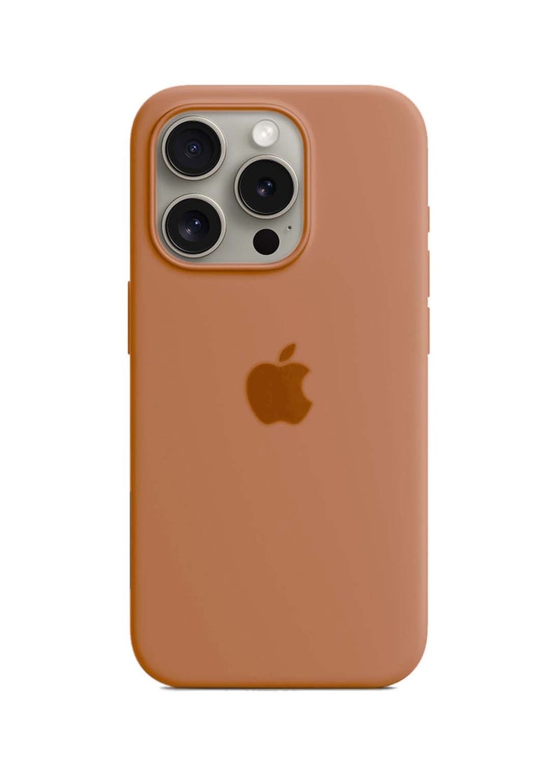 دبليو تيك ابل ايفون 15 برو ماكس 2023 - غطاء حماية سائل ناعم من السيليكون MagSafe - شربات برتقالي - Image 2