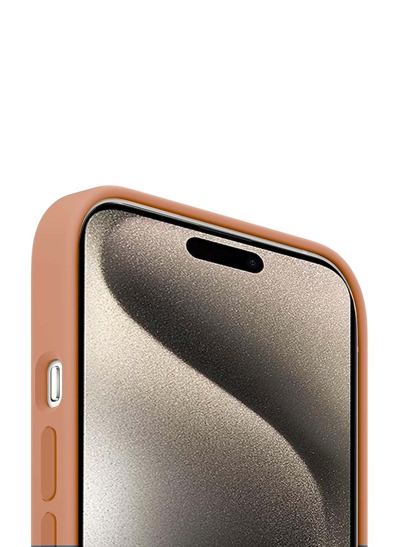 دبليو تيك ابل ايفون 15 برو ماكس 2023 - غطاء حماية سائل ناعم من السيليكون MagSafe - شربات برتقالي - Image 4