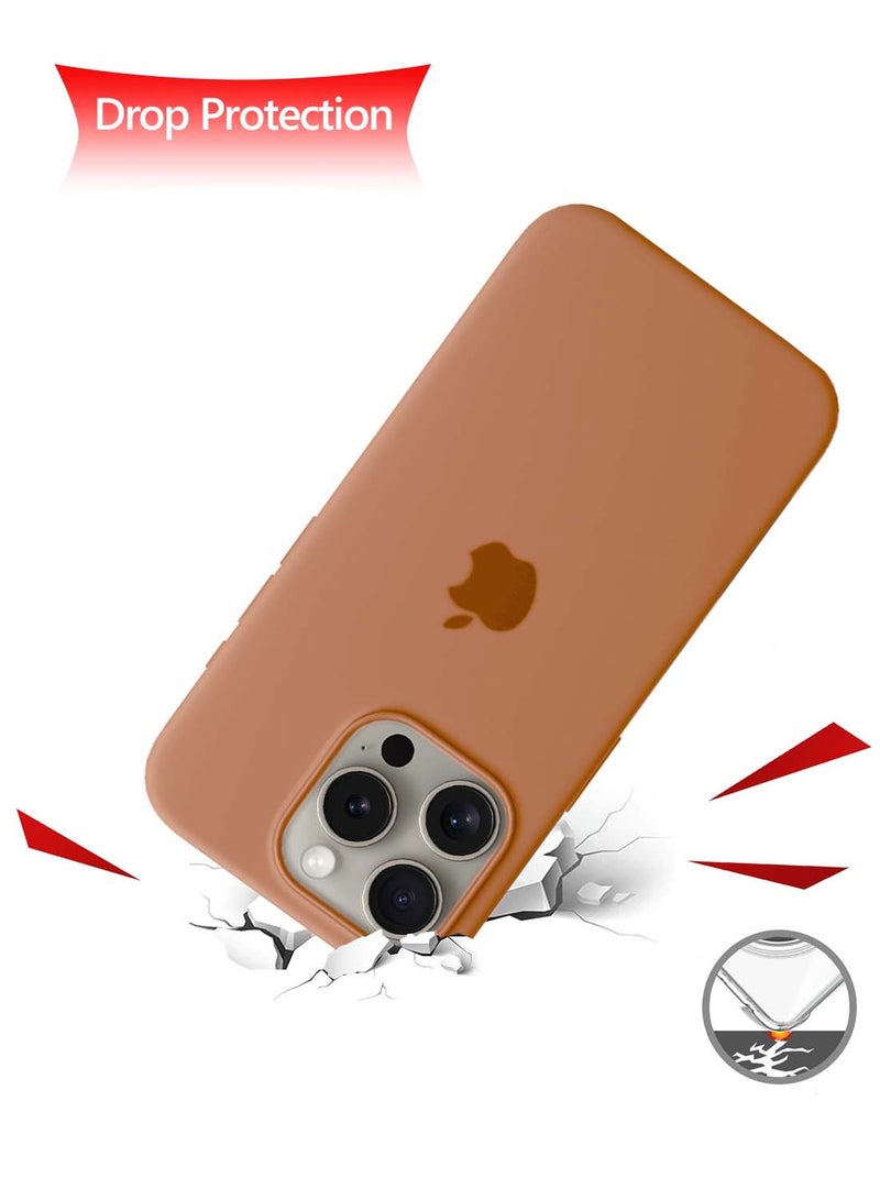 دبليو تيك ابل ايفون 15 برو ماكس 2023 - غطاء حماية سائل ناعم من السيليكون MagSafe - شربات برتقالي - Image 5