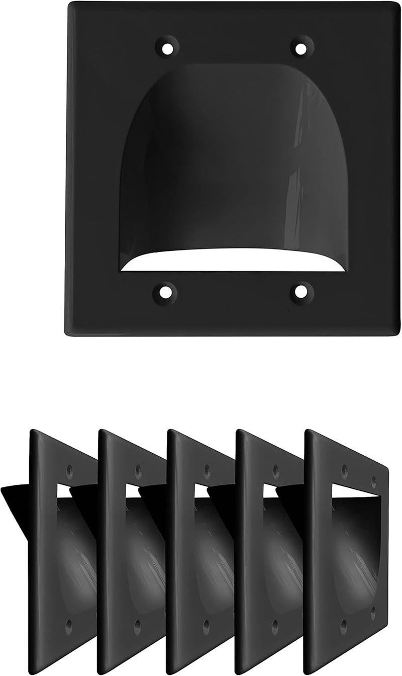 Best Mounts BestMounts - 6 Pack In Wall Cable Management TV Cord Hider for Wall Mounted TV - Recessed Wall Plates Cable Pass Through - Dual Gang Behind Wall Cable Management up to 8-10 Low Voltage Cords (Black) - Image 1
