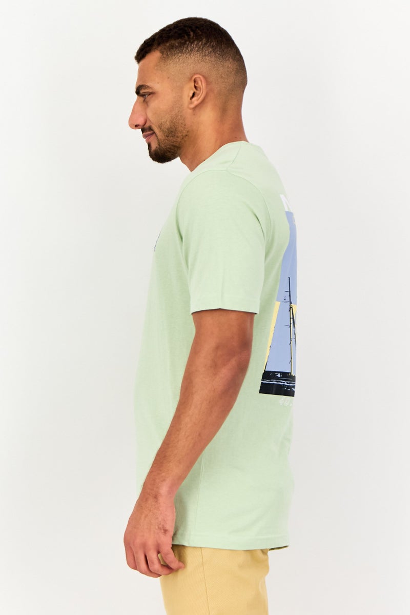 NAUTICA تي شيرت رجالي بأكمام قصيرة وياقة دائرية، طباعة جرافيك، أخضر نعناعي - Image 4