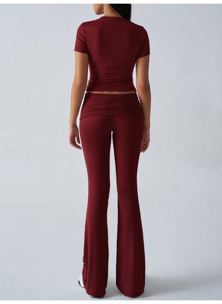 general 2025 - 2026 Leisure Solid Color Slim-Fitting Short-Sleeved Pants Set - Image 2