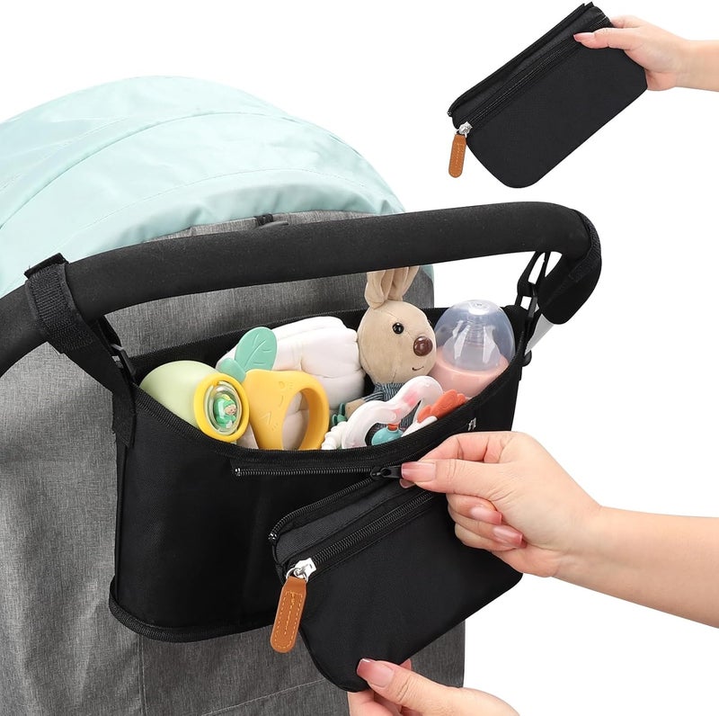 Accmor Universal Stroller Organizer with Detachable Phone Bag Stroller Bag Caddy Organizer Stroller Accessories for Uppababy Baby Jogger Nuna Doona Britax Strollers - Image 5
