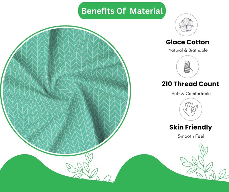 RD TREND Presents Luxurious Glace Cotton Super Soft 210 TC 360° Elastic Fitted Bedsheet King Size (78X72X8 Inch) with 2 Pillow Covers, Color-Green,Pattern-Solid - Image 4