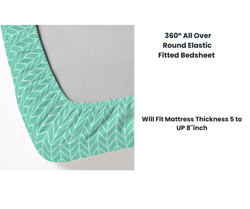 RD TREND Presents Luxurious Glace Cotton Super Soft 210 TC 360° Elastic Fitted Bedsheet King Size (78X72X8 Inch) with 2 Pillow Covers, Color-Green,Pattern-Solid - Image 5