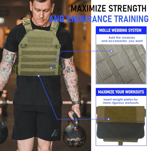 Miramrax Weighted Vest for Men and Women Weight Vests Adjustable Strength and Endurance Training Fitness Workouts Tactical Running Gym (Green) - Image 3