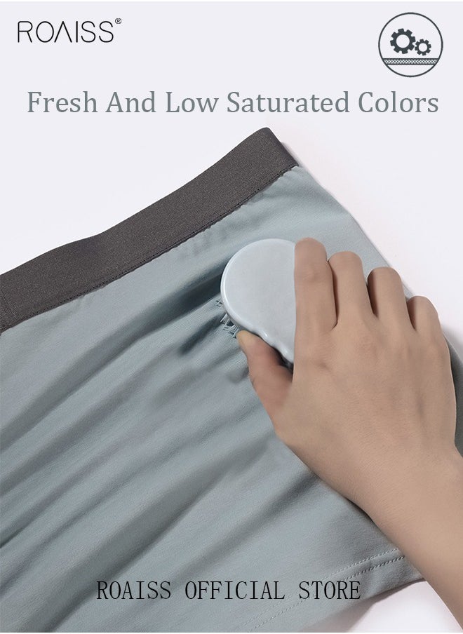 roaiss - Set of 3 Men's Boys Cotton Boxer Briefs Breathable Soft Underwear Summer Stretch Large Size Plus Fat Men's Boxer Briefs - Image 1