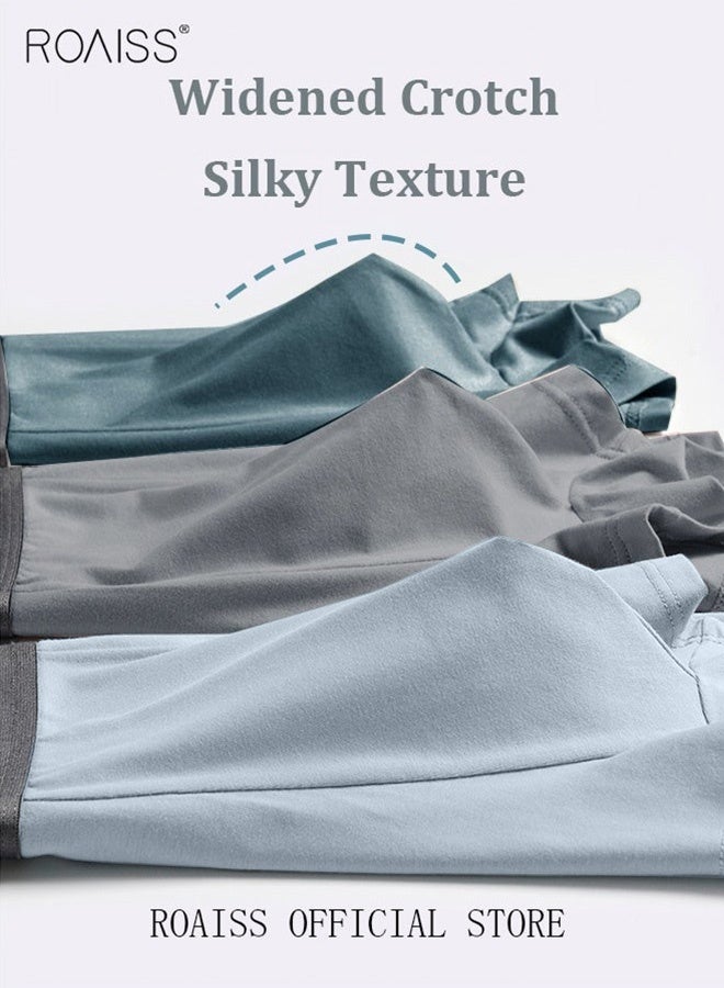 Set of 3 Men's Boys Cotton Boxer Briefs Breathable Soft Underwear Summer Stretch Large Size Plus Fat Men's Boxer Briefs