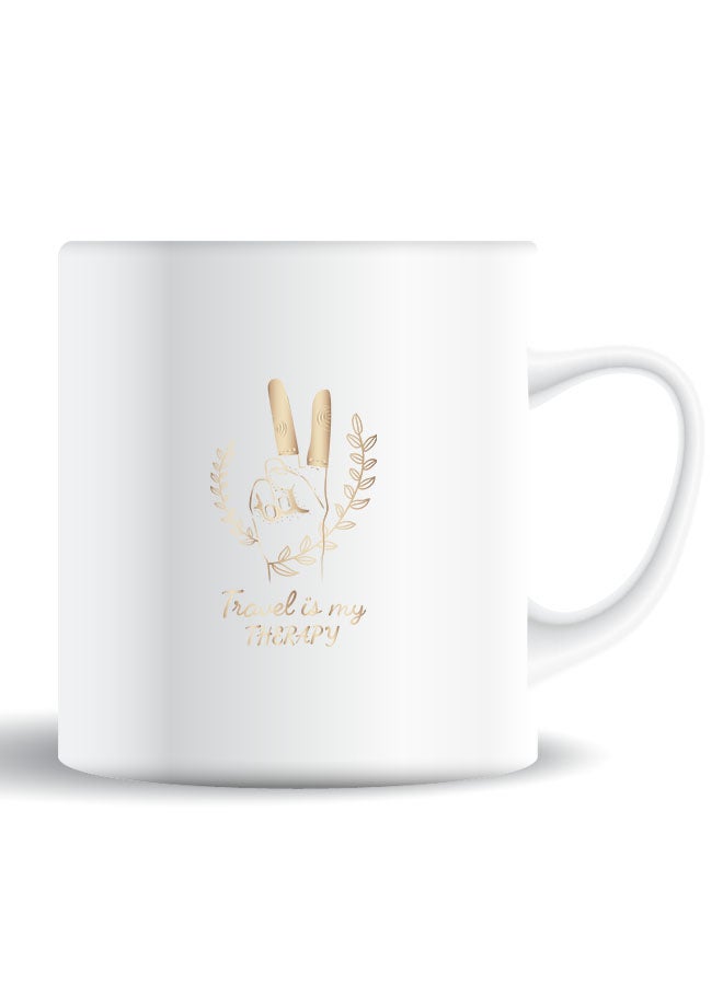 Theodor Premium Quality Two Sided Printed Coffee Mug Tea Cup Travel Is My Therapy For Home Office, Kids Men Women - Image 1