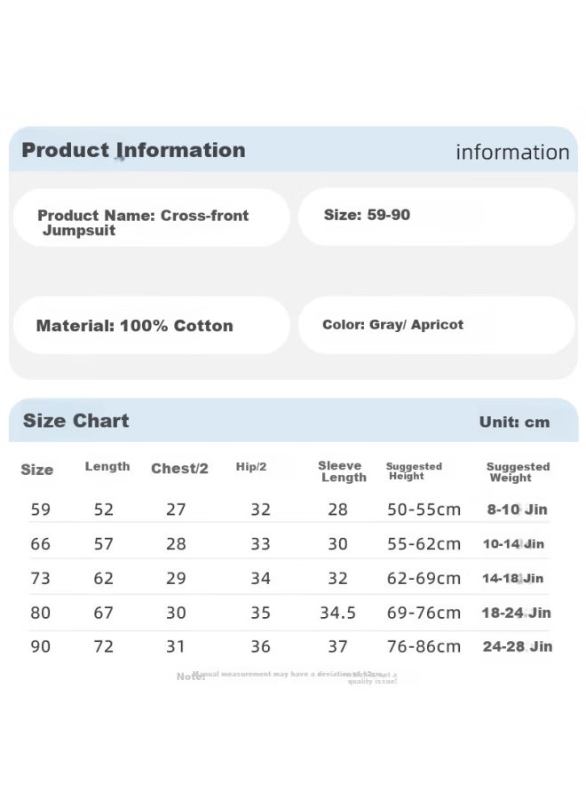 Shu Beiyi Shubeyi Baby Romper Newborn Bodysuit Belly Protection Spring And Autumn Infant Full Moon Baby Ha Clothes One Year Old Crawling Clothes Gray 66 - Image 1