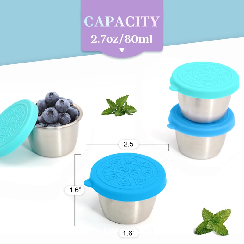 Qukaka 6x2.7 Oz Salad Dressing Container to Go Handy Leakproof Stainless Steel Meal Prep Containers Reusable Sauce Containers for Lunch Box  Picnics  Travel  Office and Kitchen Storage - Image 2