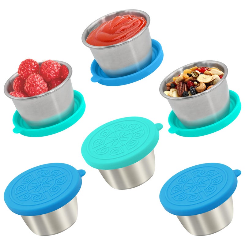 Qukaka 6x2.7 Oz Salad Dressing Container to Go Handy Leakproof Stainless Steel Meal Prep Containers Reusable Sauce Containers for Lunch Box  Picnics  Travel  Office and Kitchen Storage - Image 1