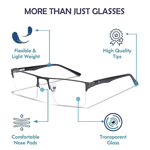 Redex Stylish Light Weight Eye Wear Rectangle Half-Frame Spectacle For Unisex - Image 4