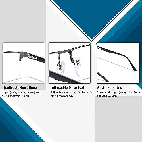 Redex Stylish Light Weight Eye Wear Rectangle Half-Frame Spectacle For Unisex - Image 3
