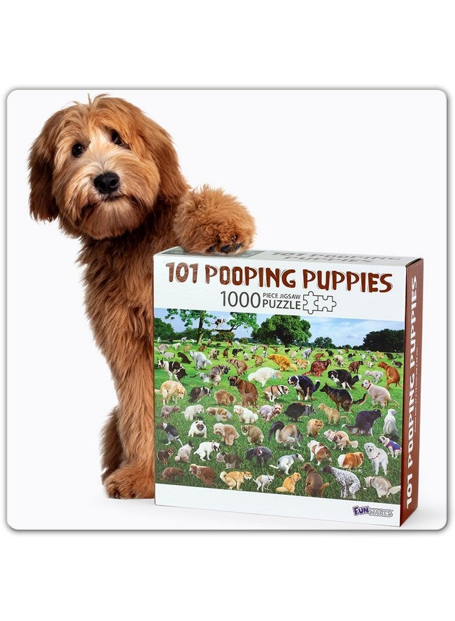Funwares Original 101 Pooping Puppies - Hilarious 1000 Piece Jigsaw Puzzle - Perfect White Elephant Gag Gift - Funny Dog Pooping Puzzle for Adults and Kids - Image 1