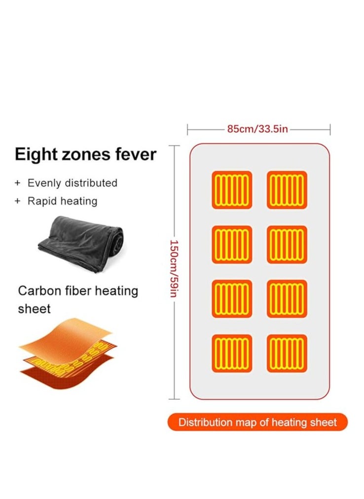 Generic USB Electric Flannel Heated Blanket with Zipper, 3 Levels Adjustable Temperature, Portable Heated Shawl Warm Blanket, Machine Washable  - Image 4
