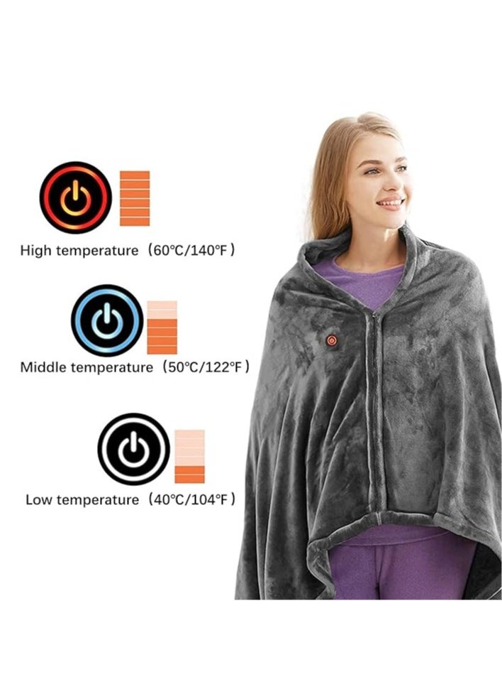 Generic USB Electric Flannel Heated Blanket with Zipper, 3 Levels Adjustable Temperature, Portable Heated Shawl Warm Blanket, Machine Washable  - Image 3
