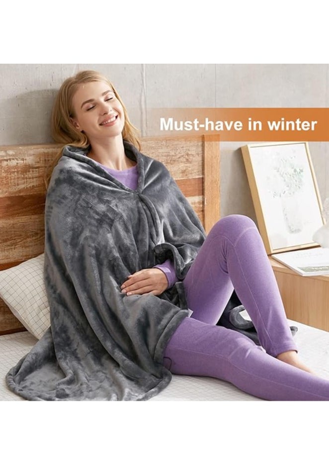Generic USB Electric Flannel Heated Blanket with Zipper, 3 Levels Adjustable Temperature, Portable Heated Shawl Warm Blanket, Machine Washable  - Image 5