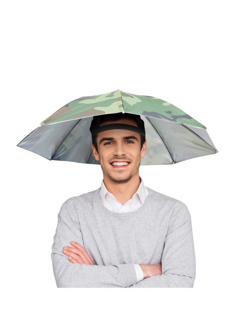 Y&D SYOSI Umbrella Hat 65cm Sunscreen Windproof Hands Free Head Cap UV Protection Hats Mounted Top Folding for Fishing Beach Outdoor Golf Sunshade - Image 2