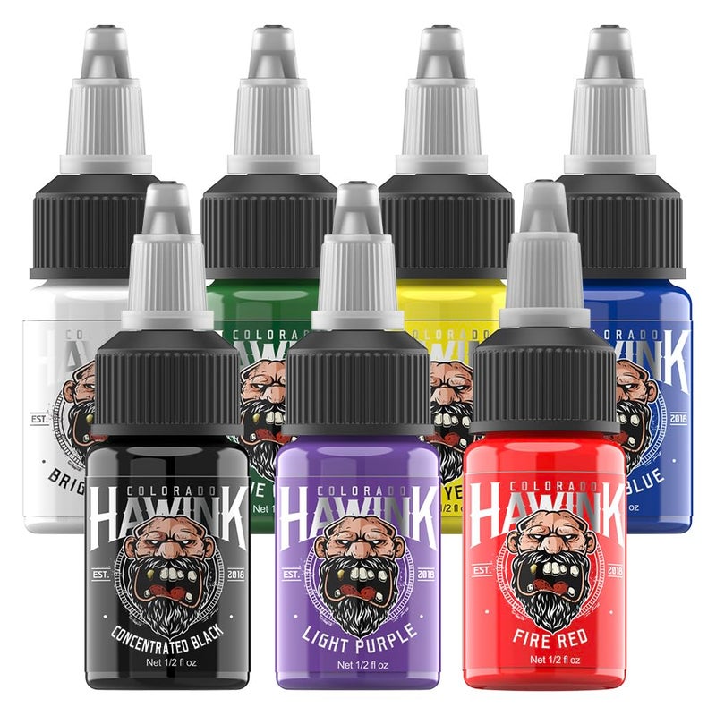 HAWINK Tattoo Ink Set 1/2oz (15ml) Tattoo Supply Ink USA 7 Colors Pigment Kit TI203-15-7 - Image 1