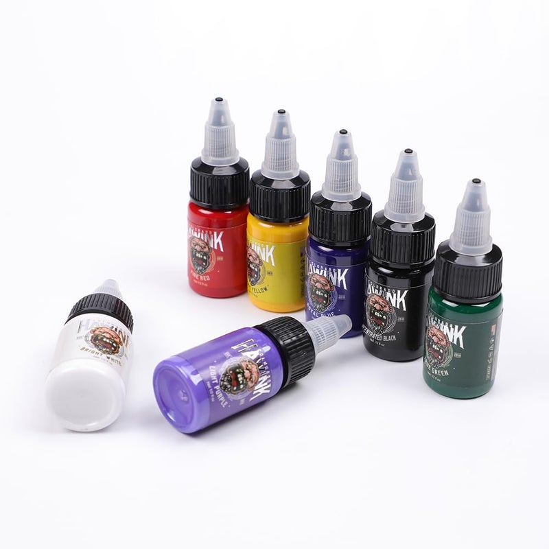 HAWINK Tattoo Ink Set 1/2oz (15ml) Tattoo Supply Ink USA 7 Colors Pigment Kit TI203-15-7 - Image 3