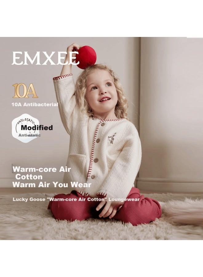 Emxee Lucky Goose Kids Homewear Air Cotton Baby Pajama Set Autumn Winter Thickened Quilted Warm Uni - Image 1