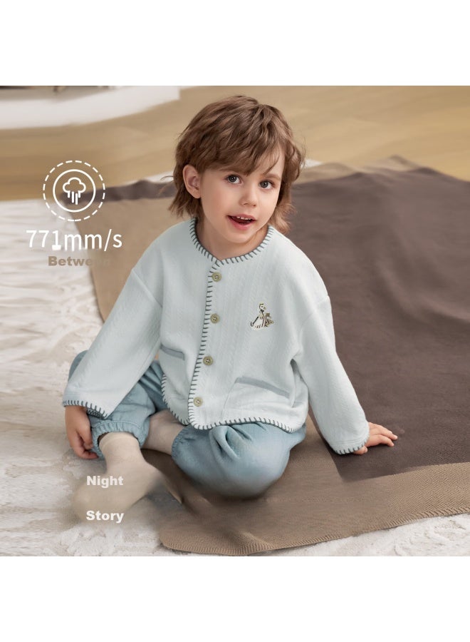 Emxee Lucky Goose Kids Homewear Air Cotton Baby Pajama Set Autumn Winter Thickened Quilted Warm Uni - Image 2