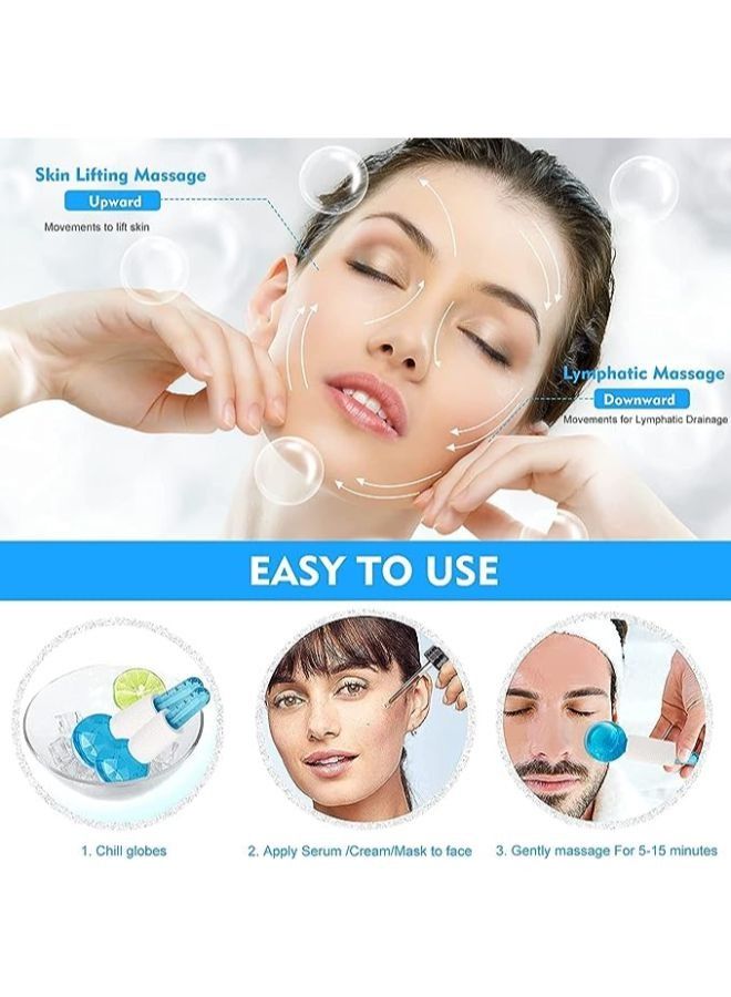 Generic 2 Pieces Facial Roller Cold Skin Massager  Crystal Glass Ball for Redness Soothing Face Wrinkle Remover Beauty Care Tool  - Image 4