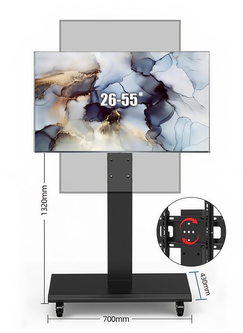 Mobile TV Stand for 26-55 Inch Screens,TV Cart Horizontal and Vertical Switchable for Live Broadcast Offices