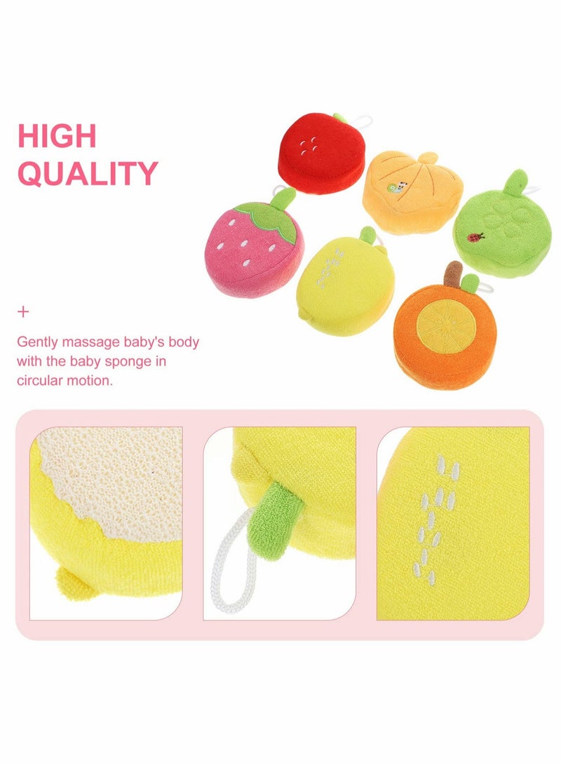 Excefore Kids Bath Sponge Cute Fruit Shape Body Loofah Shower Scrubber Exfoliating Washer Bath Ball Pouf Towel for Baby Toddler 6Pcs - Image 3