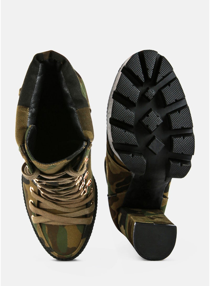 London Rag Camouflage Ankle Boots in Khaki - Image 4