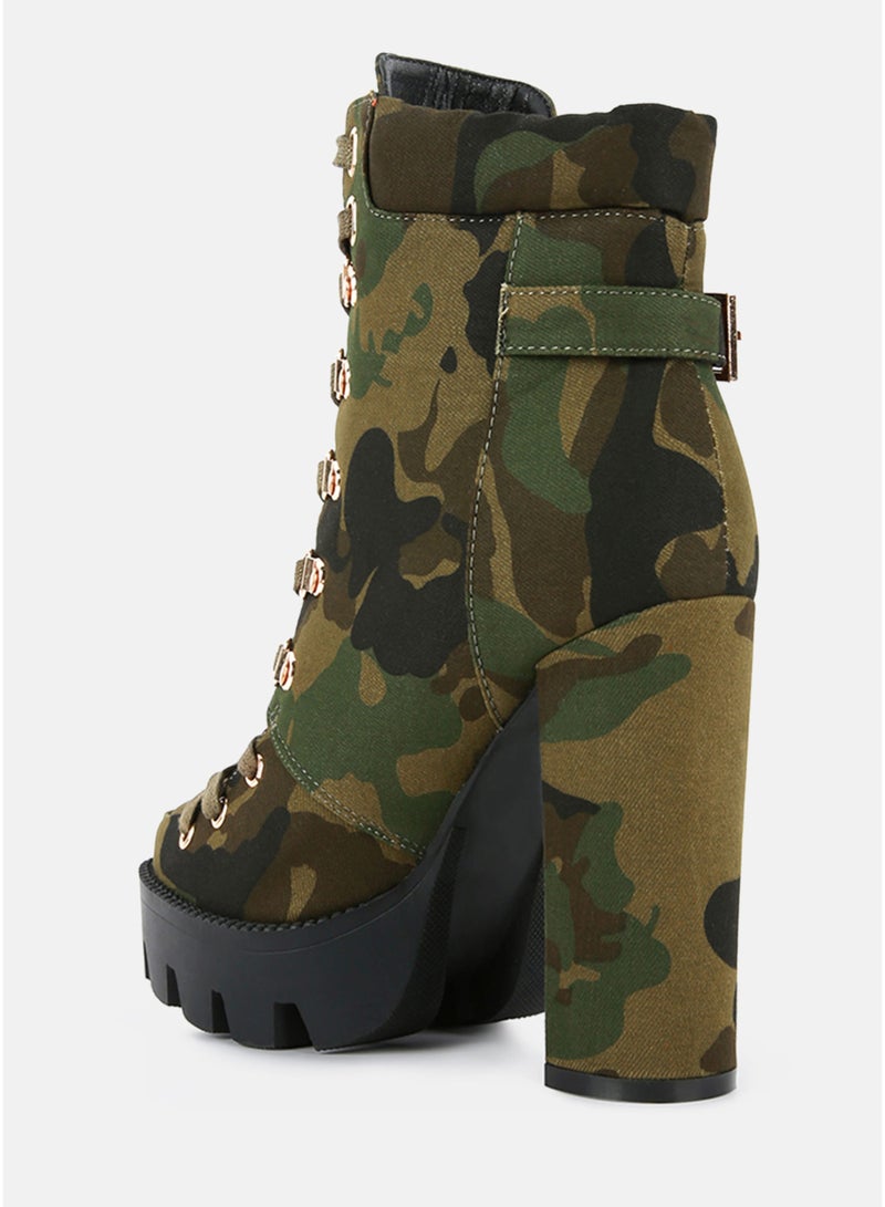London Rag Camouflage Ankle Boots in Khaki - Image 3
