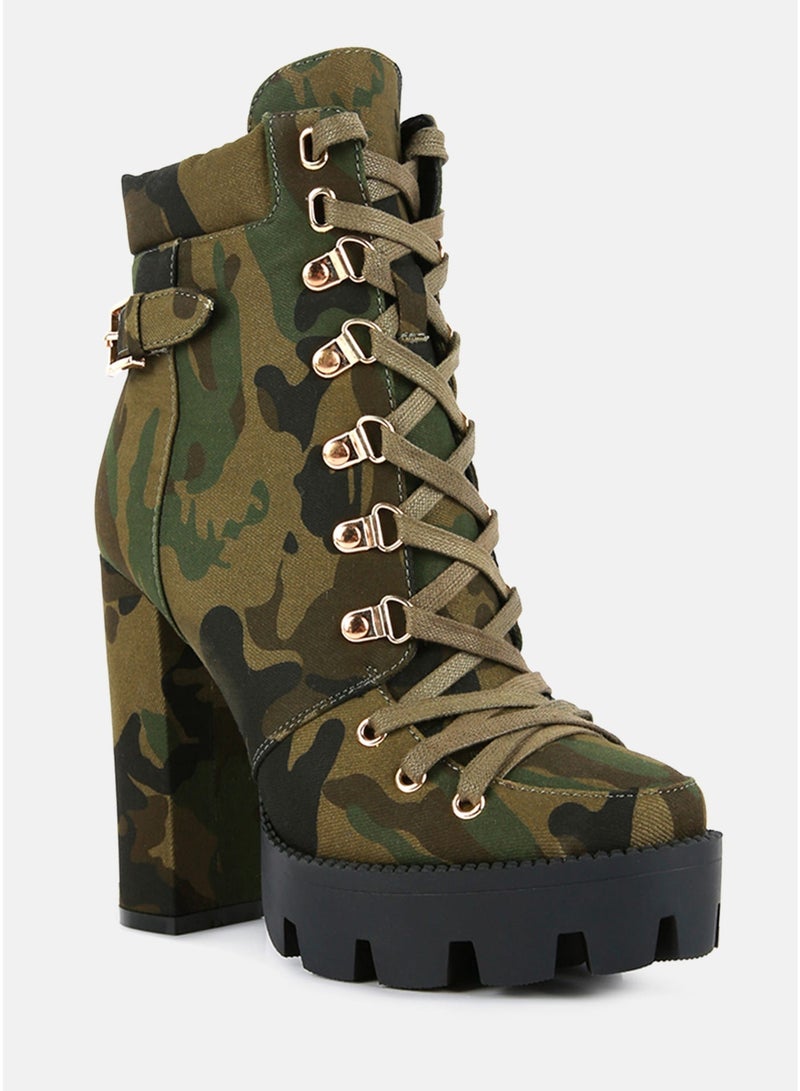 London Rag Camouflage Ankle Boots in Khaki - Image 2